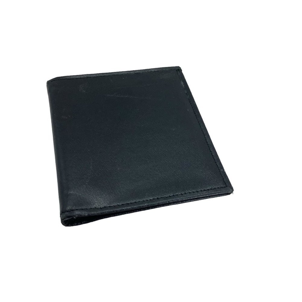Vtg Pierre Cardin Velvet Cowhide Leather Black Wallet Bifold Quiet Luxury UNUSED